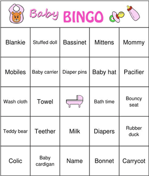 Bingo card sample for Bingo Girls